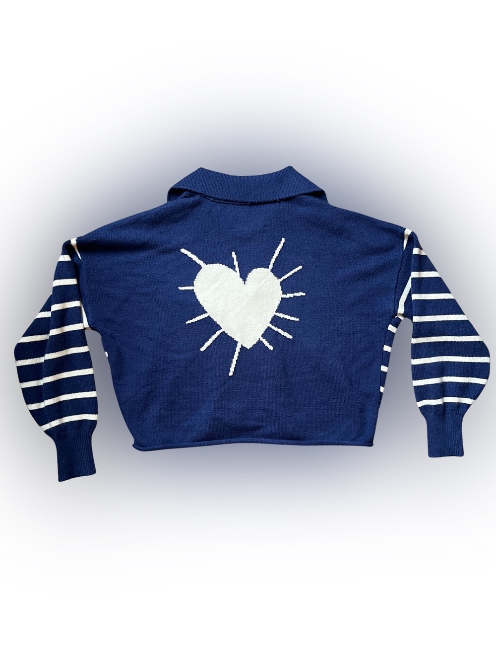 Kerri Rosenthal x Anthropologie Navy and White Striped Collared Sweater | Size S - Picture 3 of 7